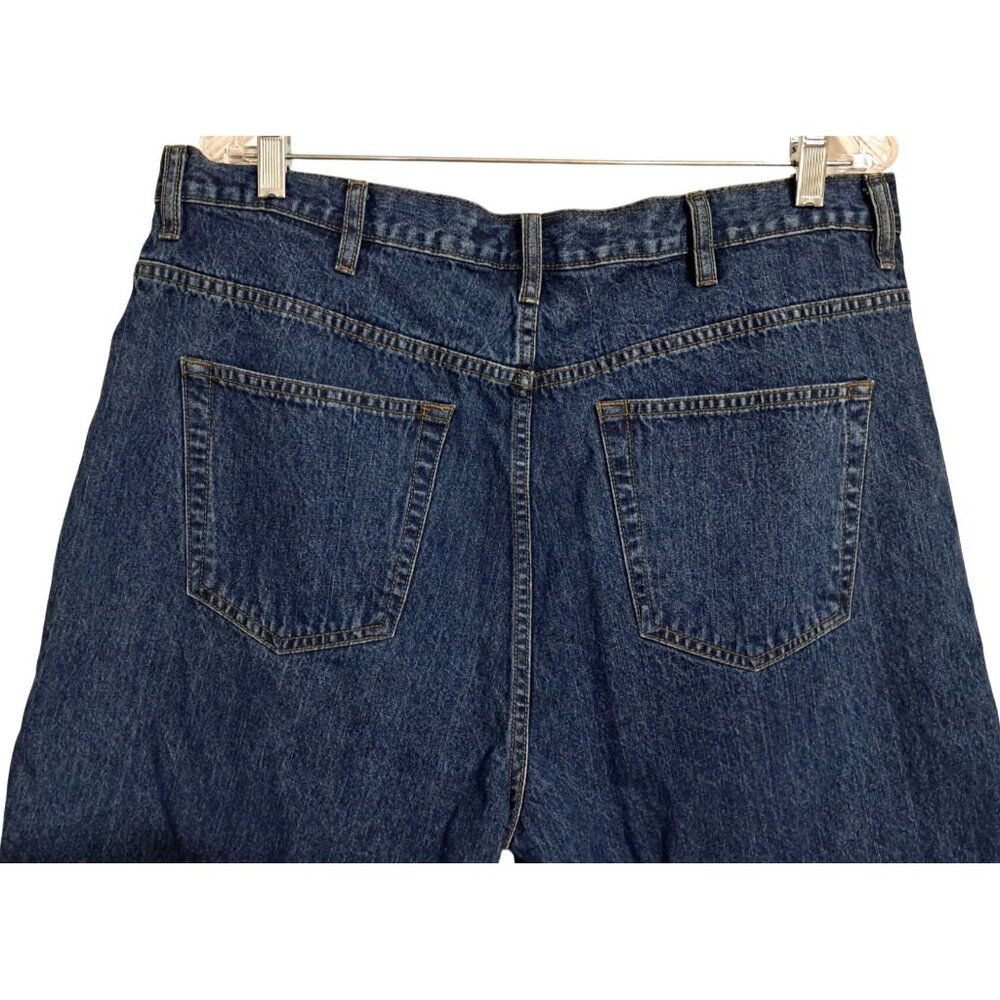 HS Relaxed Fit Jean Shorts Mens Size 38 Dark Blue Denim Longer Shorts Jorts - Picture 5 of 6